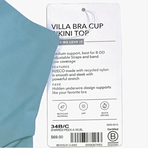 Athleta Villa Bra Cup Bikini Top Blue - Picture 8 of 8